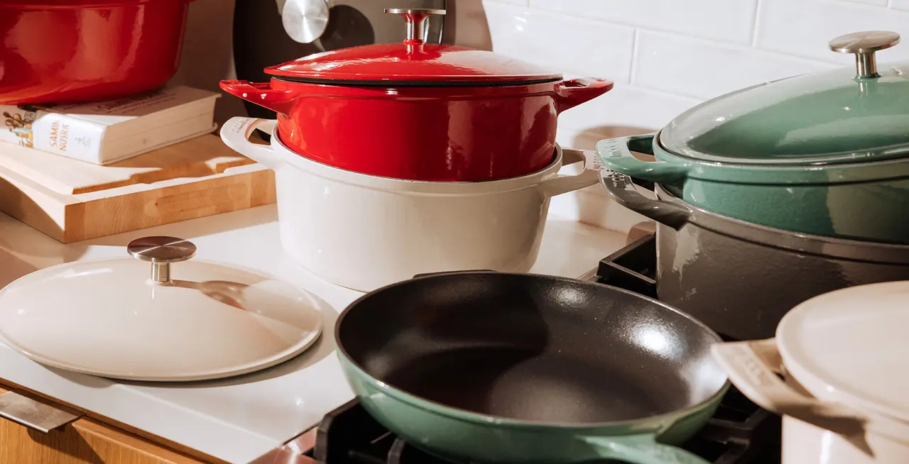 how to clean stained enameled cast iron