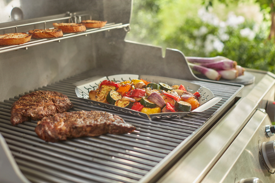 How do I use a grill basket for vegetables