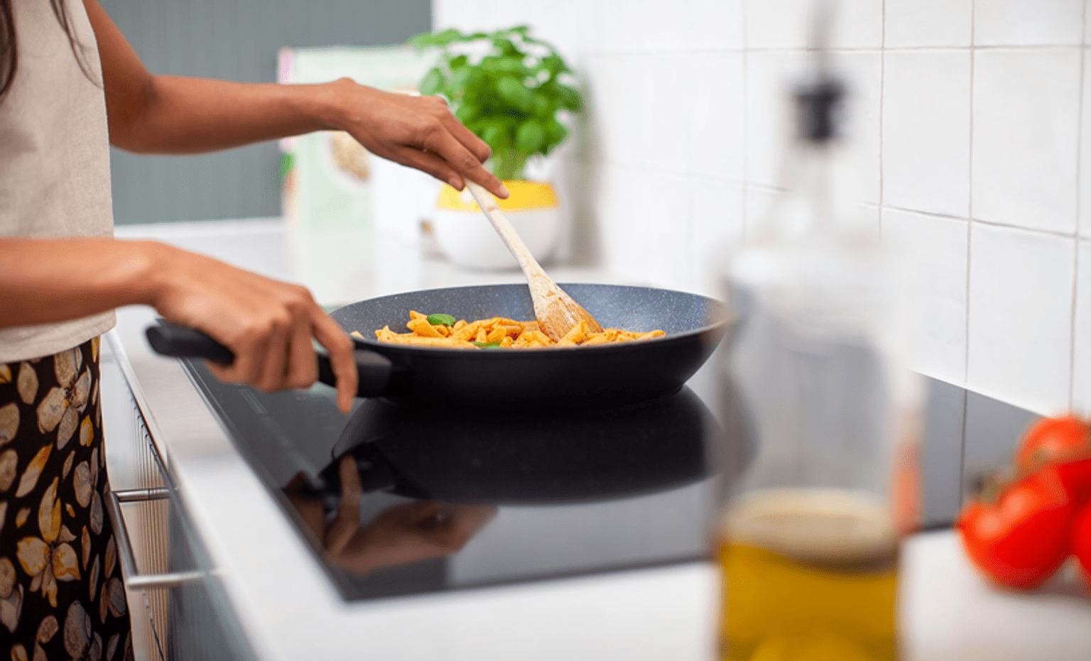 making pancakes on cast iron induction